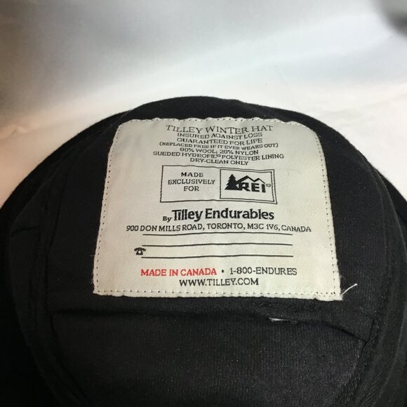 Tilley Endurables Wool Winter Hat Unisex Black Earflaps Buckle Outdoors REI - Picture 8 of 10